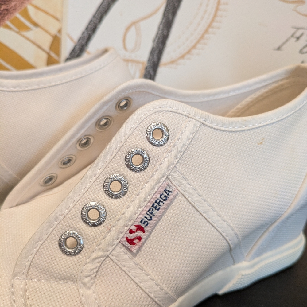 Superga 2790 Wedge Sneaker Slip-On Canvas Platform White Size 6 / EU 36 – NWOT - Picture 3 of 10